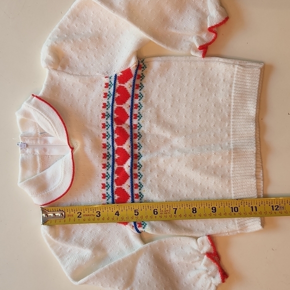 Vintage 18 months white heart floral print knit sweater - Picture 9 of 10